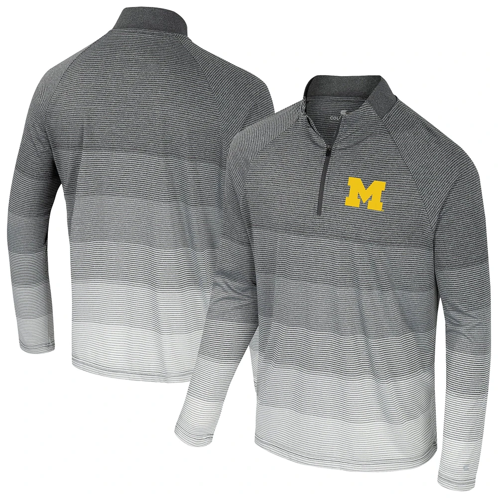 Men's Colosseum  Gray Michigan Wolverines AI Striped Mesh Quarter-Zip Raglan Windshirt