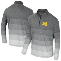 Coupe-vent raglan à glissière quart de tour en maille rayée AI Michigan Wolverines gris Colosseum pour homme