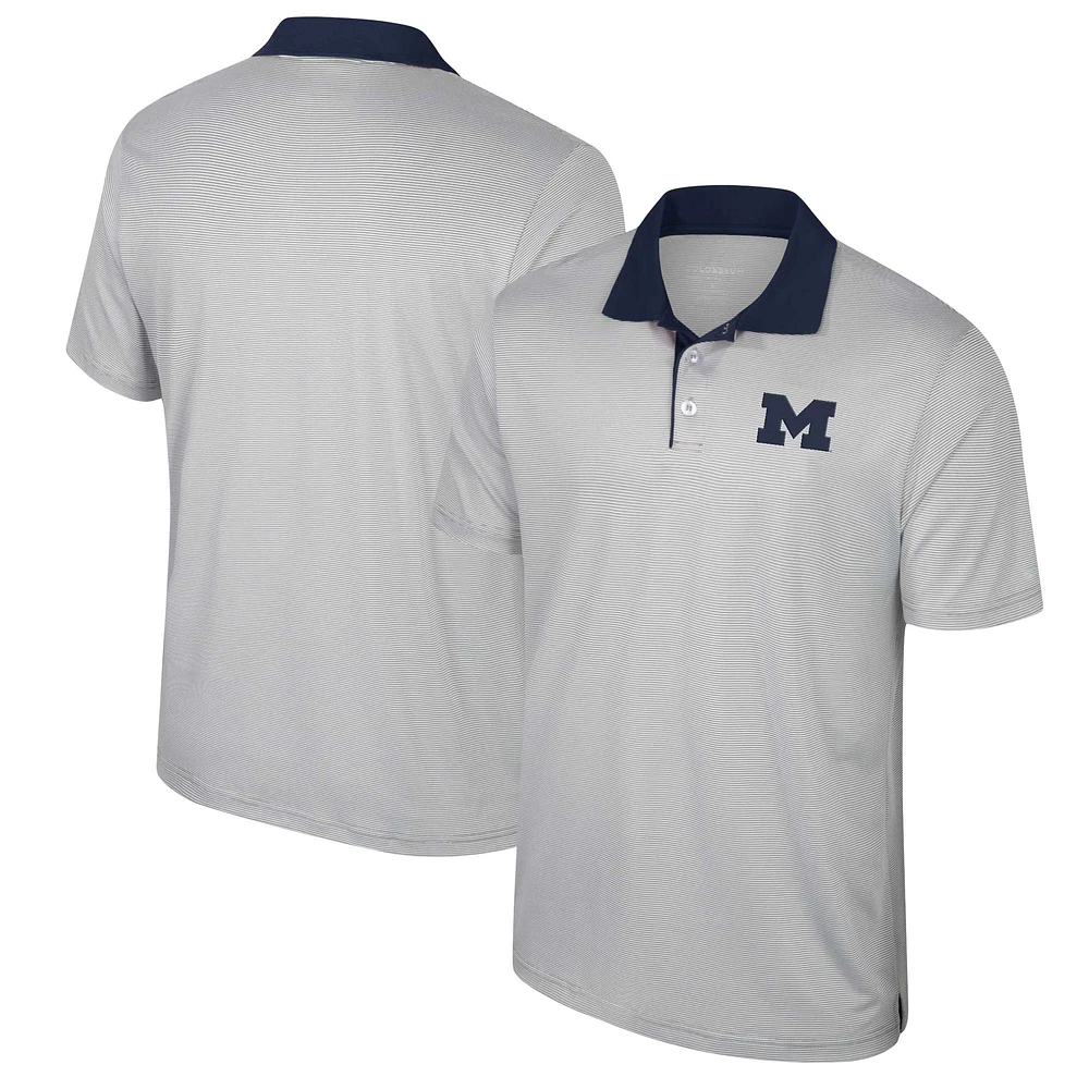 Men's Colosseum Gray Michigan Wolverines Big & Tall Tuck Striped Polo