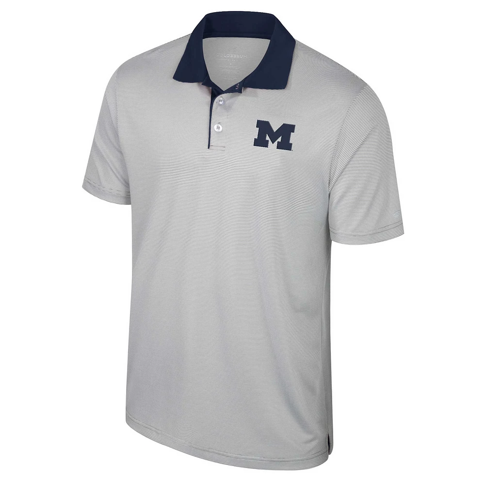 Men's Colosseum Gray Michigan Wolverines Big & Tall Tuck Striped Polo