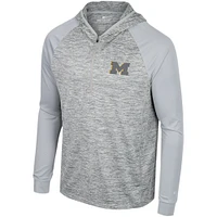 Haut à capuche Cybernetic Raglan quart de zip pour hommes, gris Colosseum, Michigan Wolverines