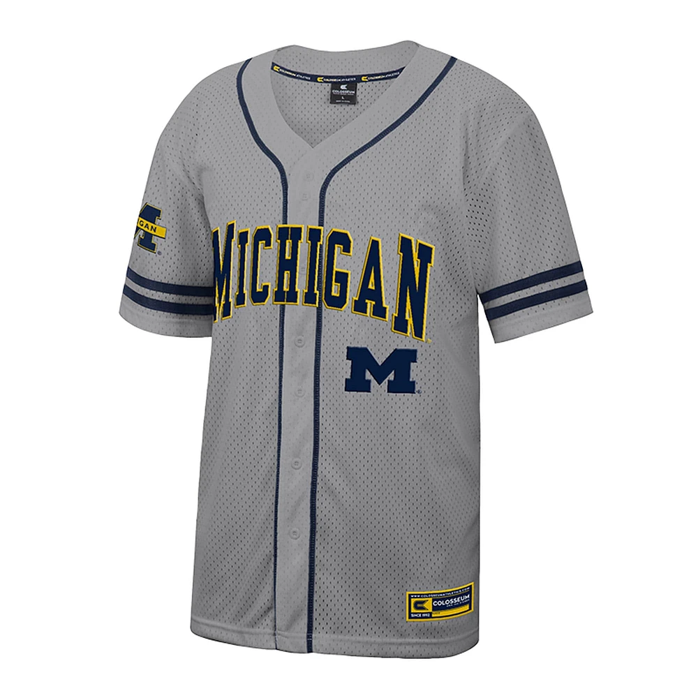 Men's Colosseum Gray Michigan Wolverines Free Spirited Baseball Jersey