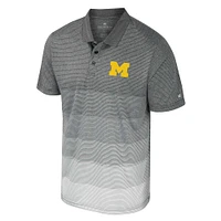 Men's Colosseum Gray Michigan Wolverines Striped Mesh Polo