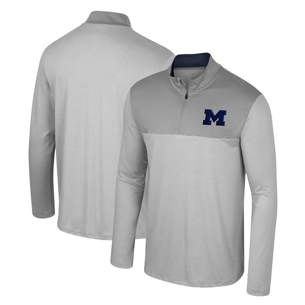 Men's Colosseum Gray Michigan Wolverines Tuck Quarter-Zip Top