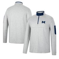 Men's Colosseum Heathered Gray/Navy Michigan Wolverines Country Club Windshirt Quarter-Zip Jacket