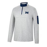 Men's Colosseum Heathered Gray/Navy Michigan Wolverines Country Club Windshirt Quarter-Zip Jacket