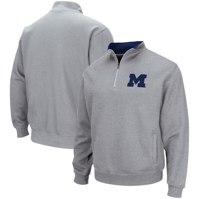 Colosseum Heathered Grey Michigan Wolverines Tortugas Team Logo Quarter-Zip Jacket