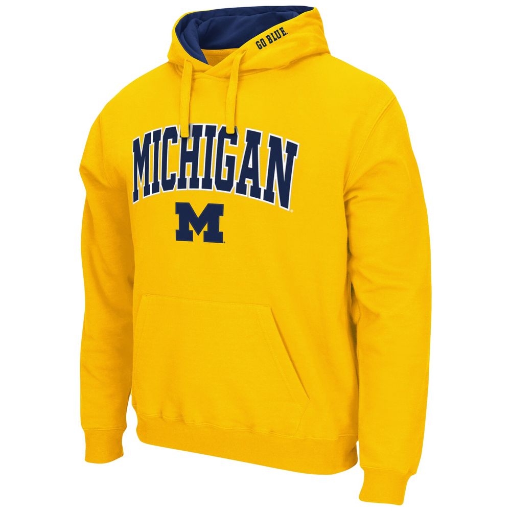 Men's Colosseum Maize Michigan Wolverines Arch & Logo 3.0 Pullover Hoodie