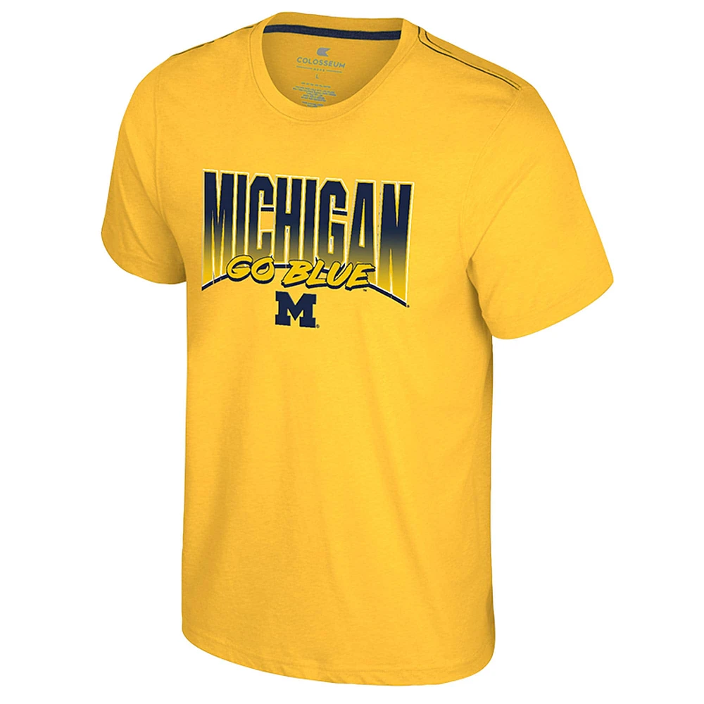 Men's Colosseum Maize Michigan Wolverines Dual Logo T-Shirt