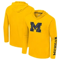 Colosseum Maize Michigan Wolverines Logo Lockup Active Blend T-shirt à capuche manches longues pour hommes