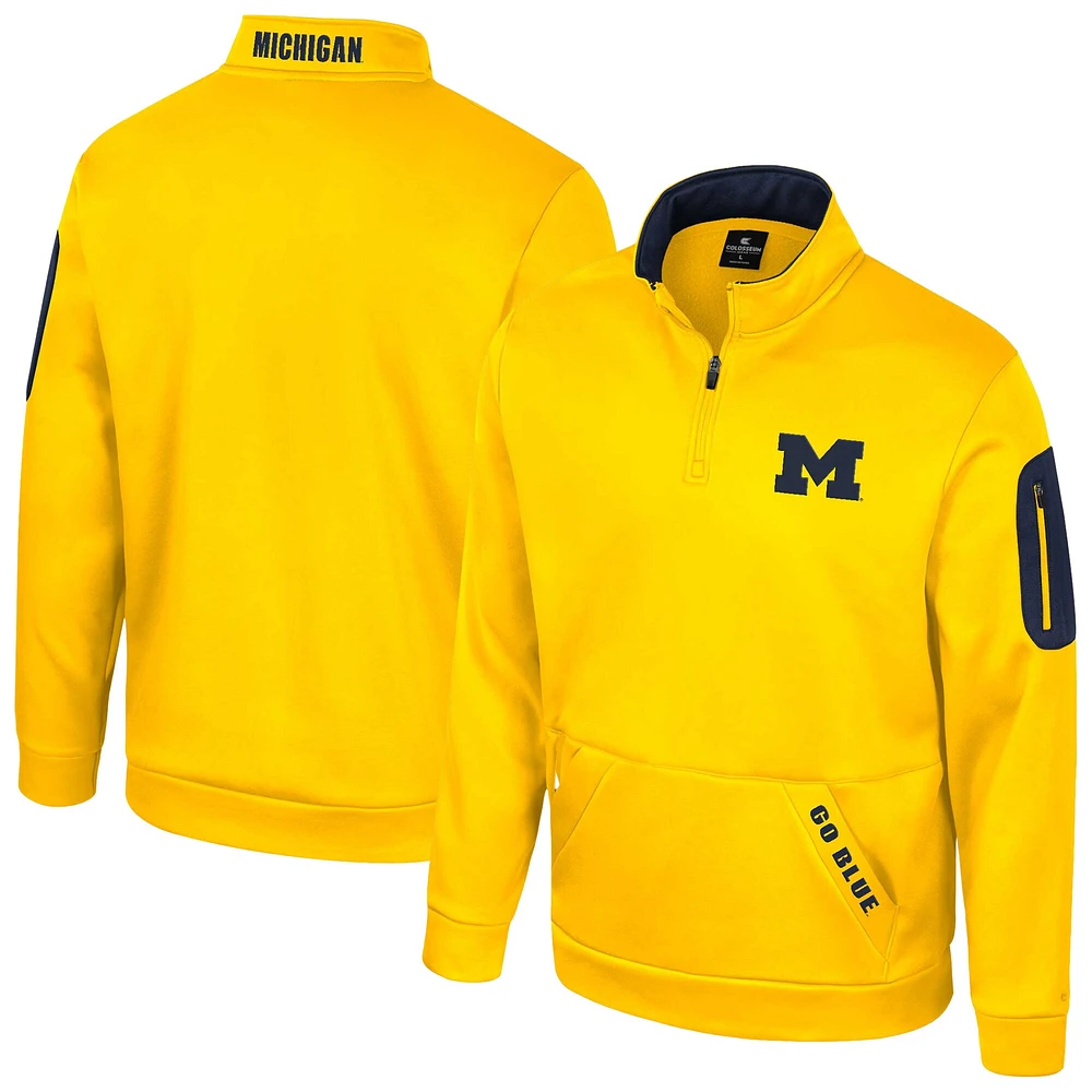 Veste polaire à fermeture éclair quart de tour Colosseum Maize Michigan Wolverines pour homme