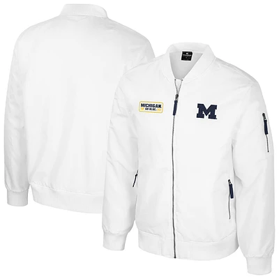 Men's Colosseum Michigan Wolverines White Rabbit Full-Zip Bomber Jacket