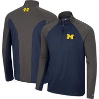 Coupe-vent Colosseum Navy/Charcoal pour hommes Michigan Wolverines Two Yutes Raglan Quarter-Zip