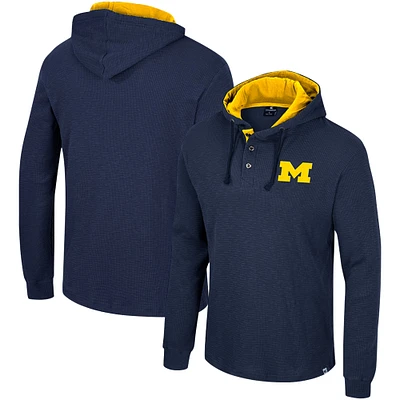 Men's Colosseum Navy Michigan Wolverines Affirmative Thermal Hoodie Long Sleeve T-Shirt