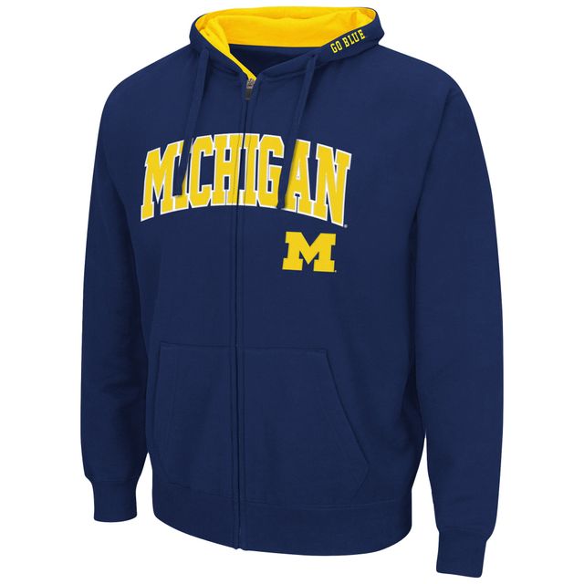 Sweat à capuche entièrement zippé Colosseum Navy Michigan Wolverines Arch & Logo 3.0 pour homme