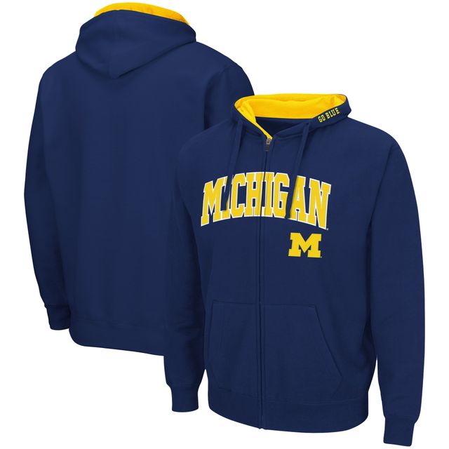 Sweat à capuche entièrement zippé Colosseum Navy Michigan Wolverines Arch & Logo 3.0 pour homme