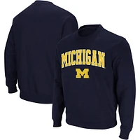 Men's Colosseum Navy Michigan Wolverines Arch & Logo Crew Neck Sweatshirt