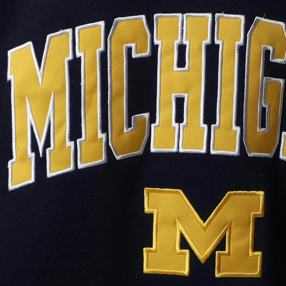 Men's Colosseum Navy Michigan Wolverines Arch & Logo Crew Neck Sweatshirt