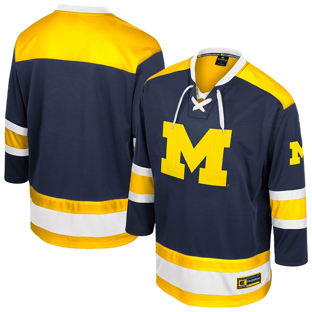 Maillot de hockey Athletic Machine Fashion pour homme, bleu marine, Colosseum, Michigan Wolverines