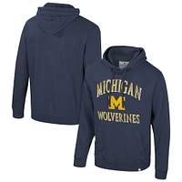 Men's Colosseum Navy Michigan Wolverines Big & Tall Cap E-Tan Pullover Hoodie