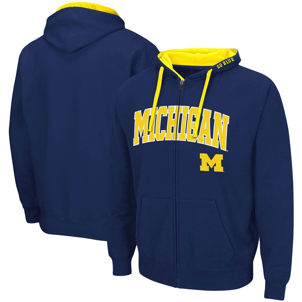 Men's Colosseum Navy Michigan Wolverines Big & Tall Full-Zip Hoodie