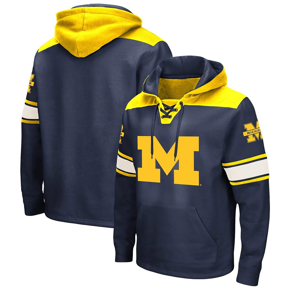 Men's Colosseum Navy Michigan Wolverines Big & Tall Hockey Lace-Up Pullover Hoodie