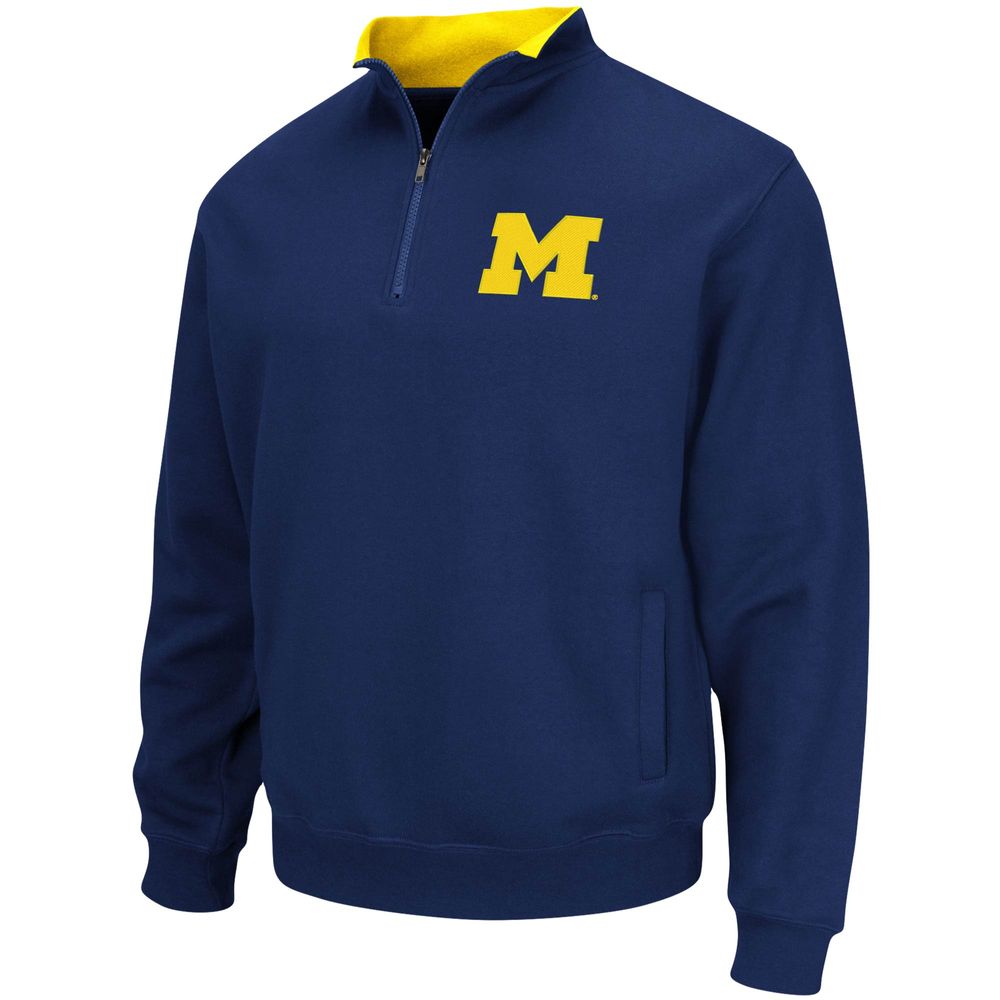 Men's Colosseum Navy Michigan Wolverines Big & Tall Tortugas Quarter-Zip Jacket