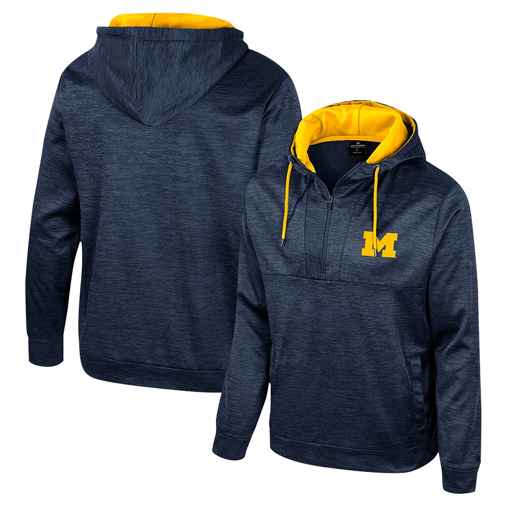 Sweat à capuche demi-zip Cypher bleu marine Colosseum pour homme des Michigan Wolverines