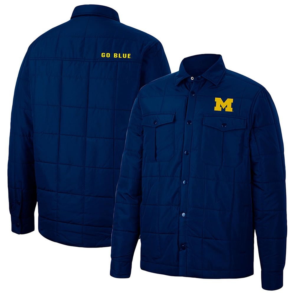 Men's Colosseum Navy Michigan Wolverines Detonate Quilted Full-Snap Jacket