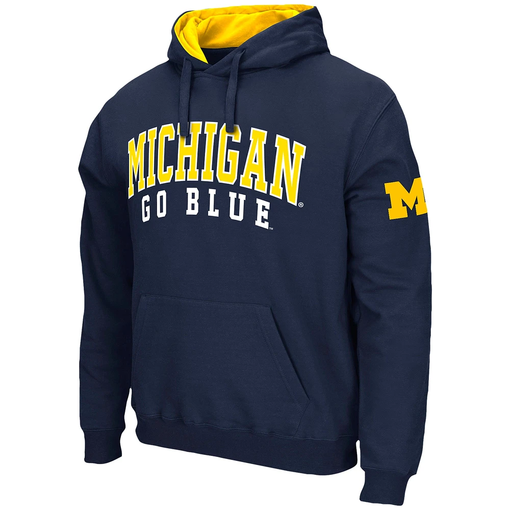 Sweat à capuche Colosseum Navy Michigan Wolverines Double Arch pour hommes