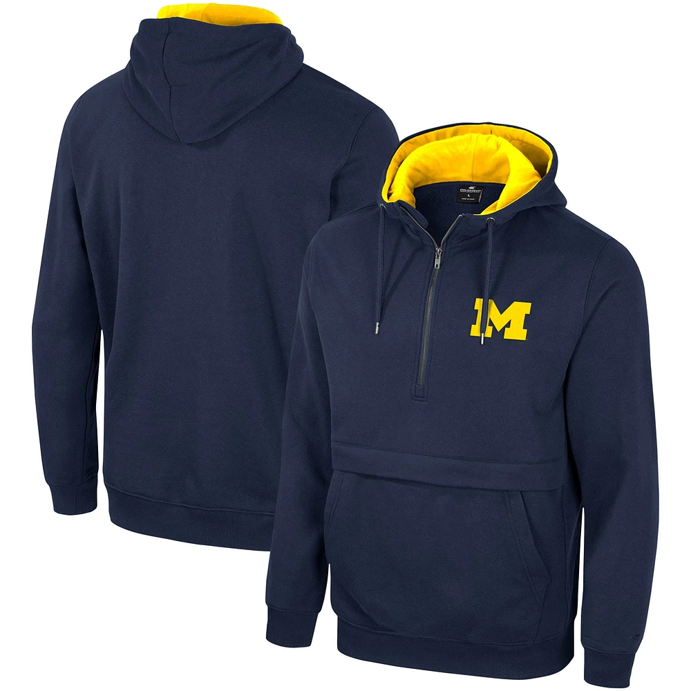 Sweat à capuche demi-zip Colosseum Navy Michigan Wolverines pour hommes