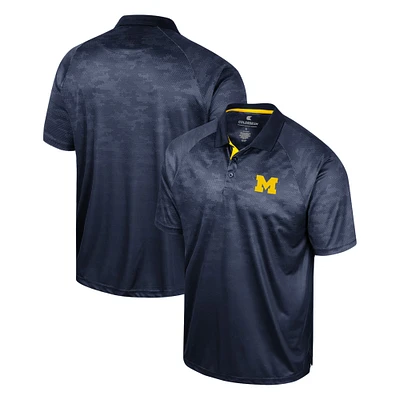 Men's Colosseum Navy Michigan Wolverines Honeycomb Raglan Polo