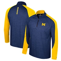 Men's Colosseum Navy Michigan Wolverines Langmore Raglan Quarter-Zip Top