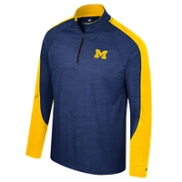 Men's Colosseum Navy Michigan Wolverines Langmore Raglan Quarter-Zip Top