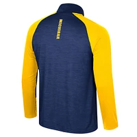 Men's Colosseum Navy Michigan Wolverines Langmore Raglan Quarter-Zip Top