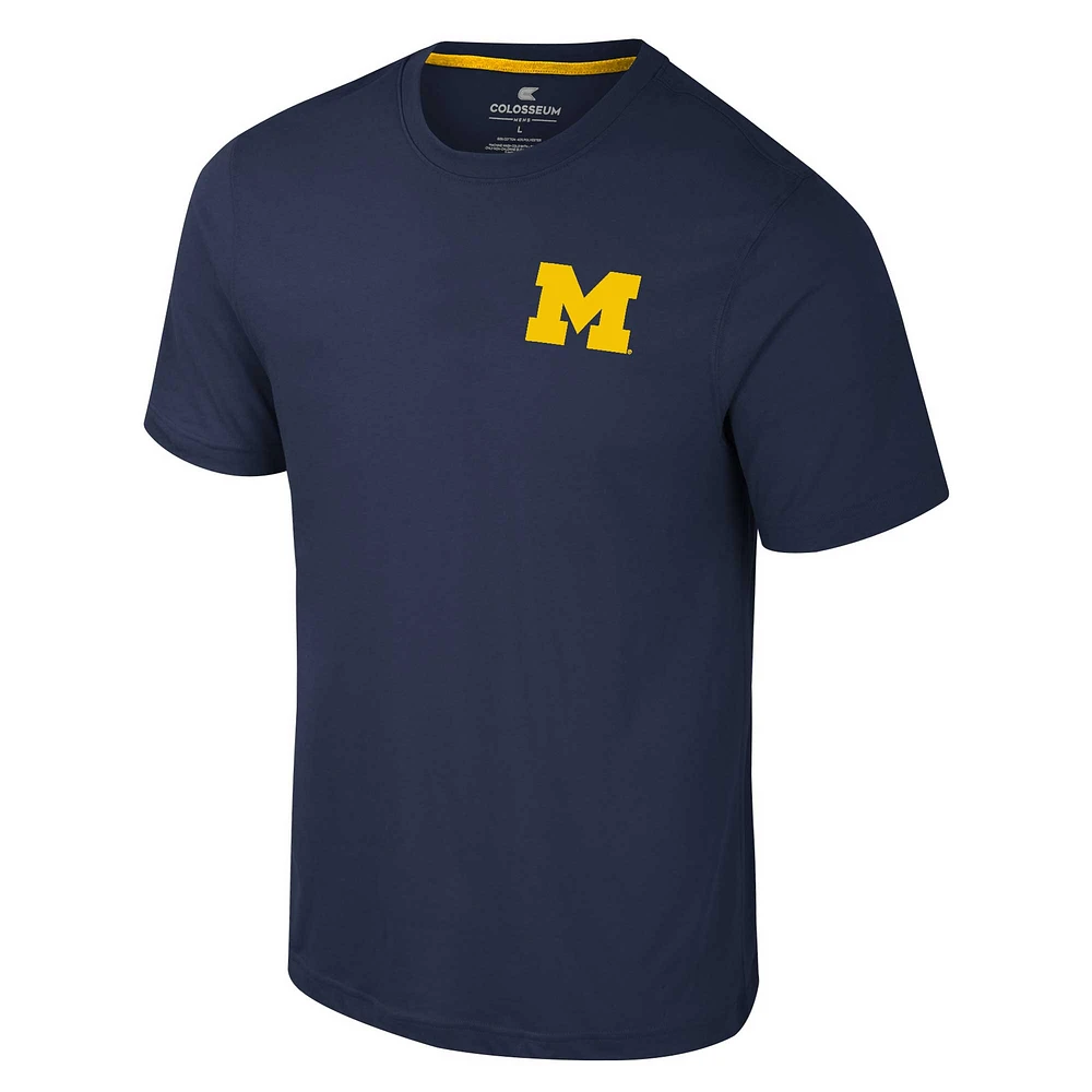 T-shirt Colosseum Navy Michigan Wolverines Logo Lockup 2-Hit Active Blend pour hommes