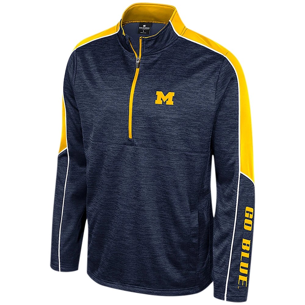 Men's Colosseum Navy Michigan Wolverines Marled Half-Zip Jacket