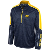 Veste à demi-zip chinée Colosseum Navy Michigan Wolverines pour hommes