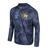 Haut à capuche léger imprimé Colosseum Navy Michigan Wolverines Palms pour hommes avec fermeture éclair sur un quart