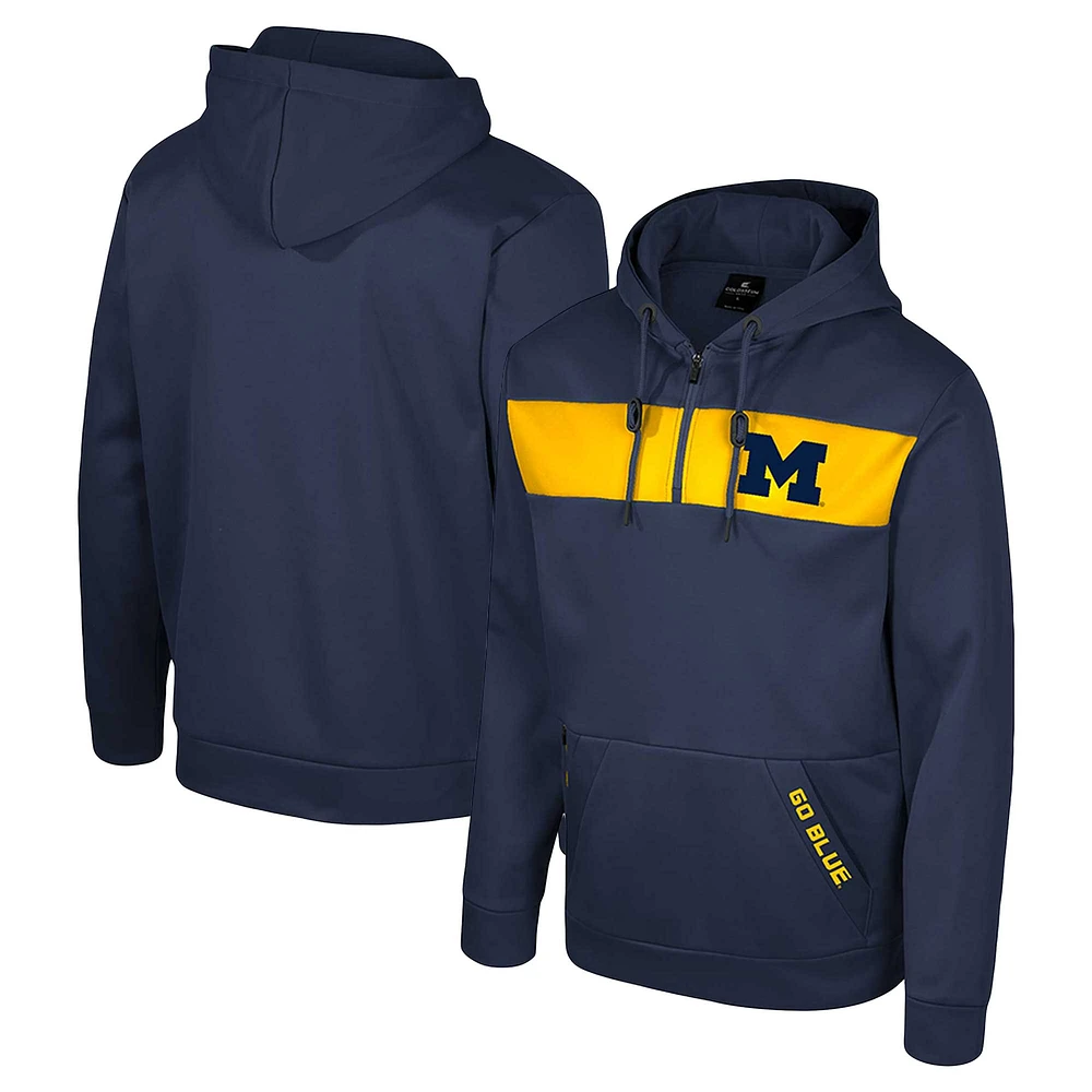 Sweat à capuche quart de zip Colosseum Navy Michigan Wolverines pour hommes