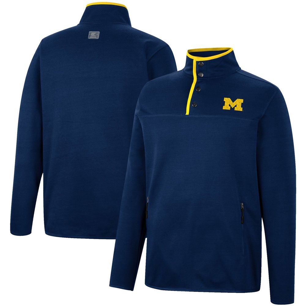 Men's Colosseum Navy Michigan Wolverines Rebound Quarter-Snap Jacket