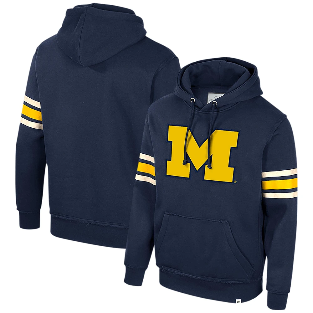 Men's Colosseum Navy Michigan Wolverines Saluting Pullover Hoodie