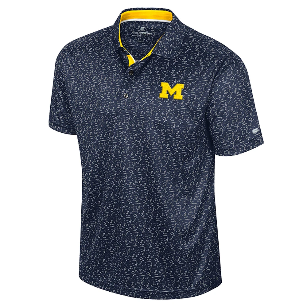 Men's Colosseum Navy Michigan Wolverines Sublimated Golf Polo