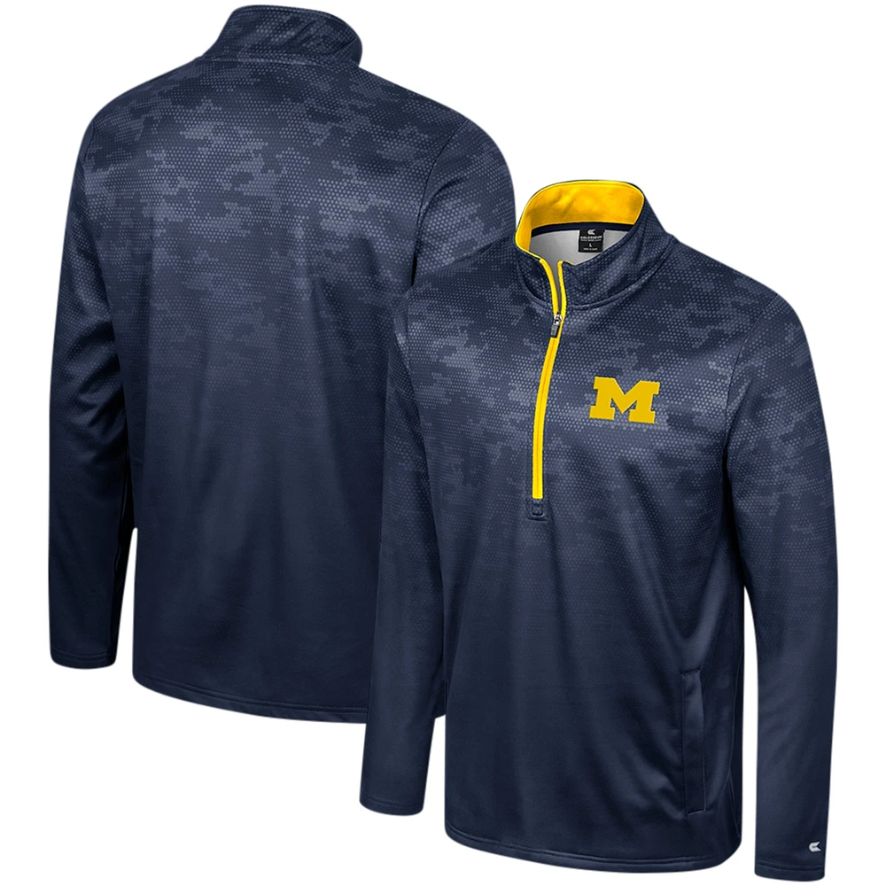 Men's Colosseum  Navy Michigan Wolverines The Machine Half-Zip Jacket