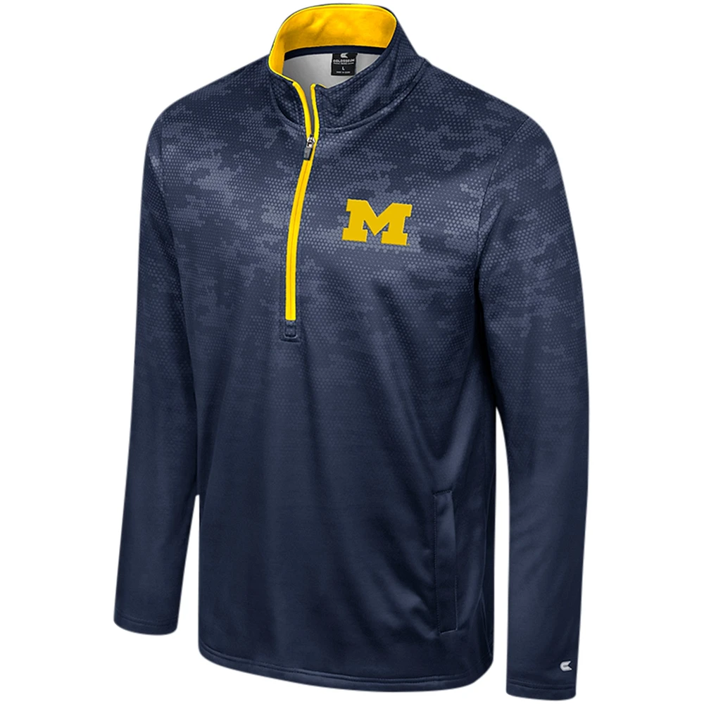 Men's Colosseum  Navy Michigan Wolverines The Machine Half-Zip Jacket