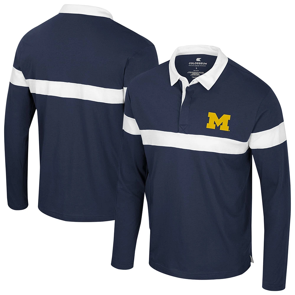 Men's Colosseum  Navy Michigan Wolverines Too Cool For School Long Sleeve Polo