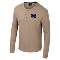 Men's Colosseum  Tan Michigan Wolverines Great Outdoors Henley Long Sleeve Shirt