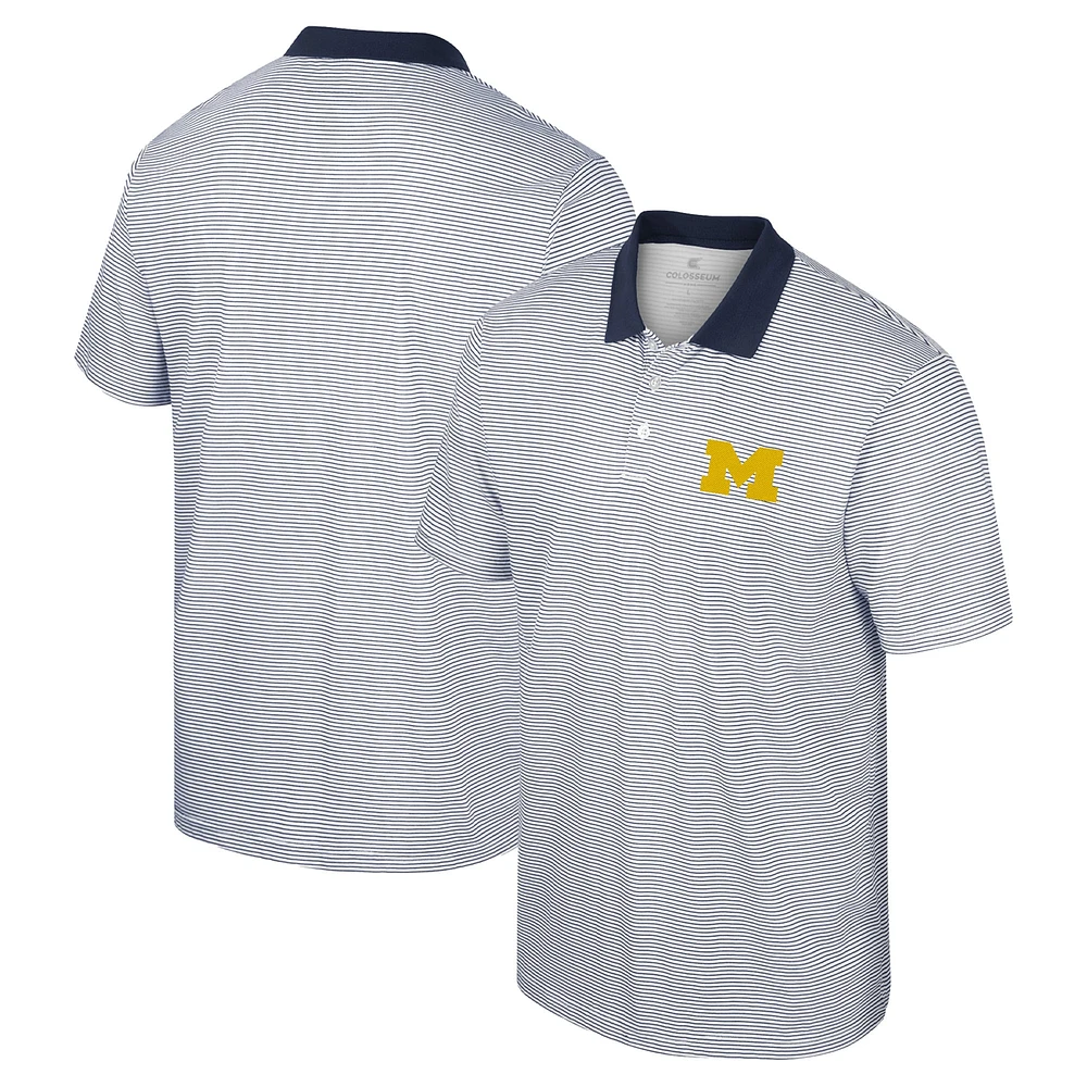 Men's Colosseum White/Black Michigan Wolverines Print Stripe Polo