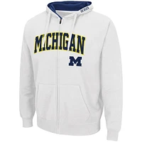 Sweat à capuche entièrement zippé Colosseum Michigan Wolverines Arch & Logo 3.0 pour homme, blanc