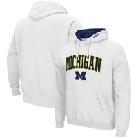 Men's Colosseum White Michigan Wolverines Arch & Logo 3.0 Pullover Hoodie